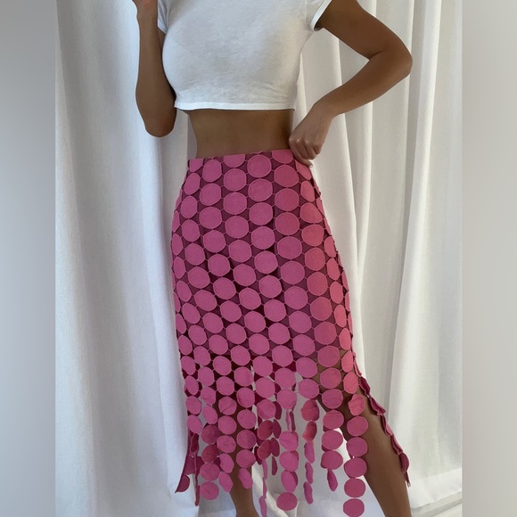 Skirts Laser Cut Multi Circle Double Layer Tassel Midi Skirt Poshmark